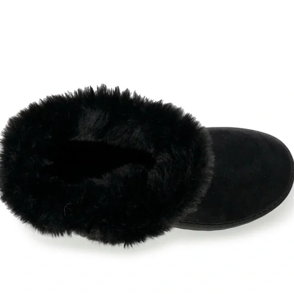 Black Winter Boots with Fur Trim and Rubber Sole - Picture 4 of 7